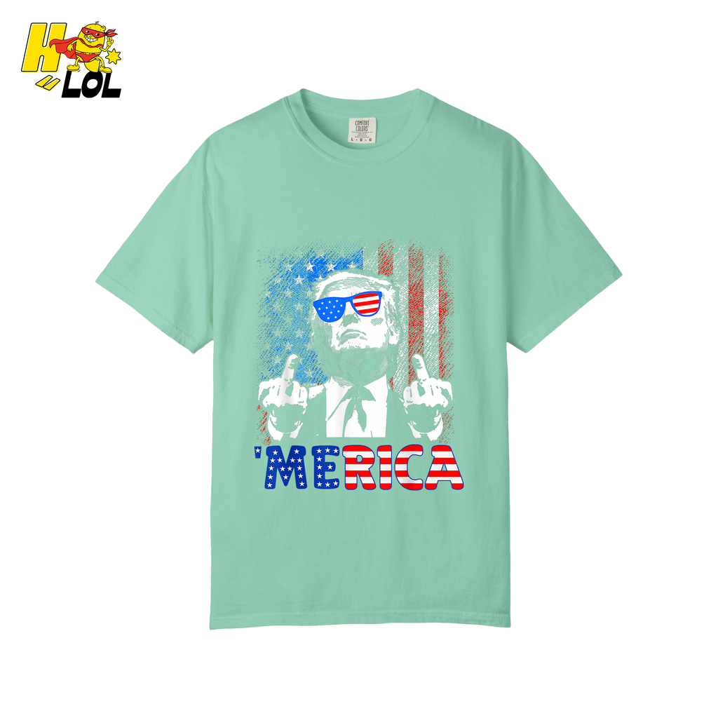 Merica Shirt Funny Patriotic USA Flag Graphic Shirt - HQLOL