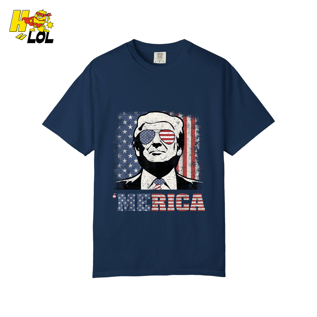 Merica Shirt Patriotic USA Flag Sunglasses Graphic Sweatshirt - HQLOL