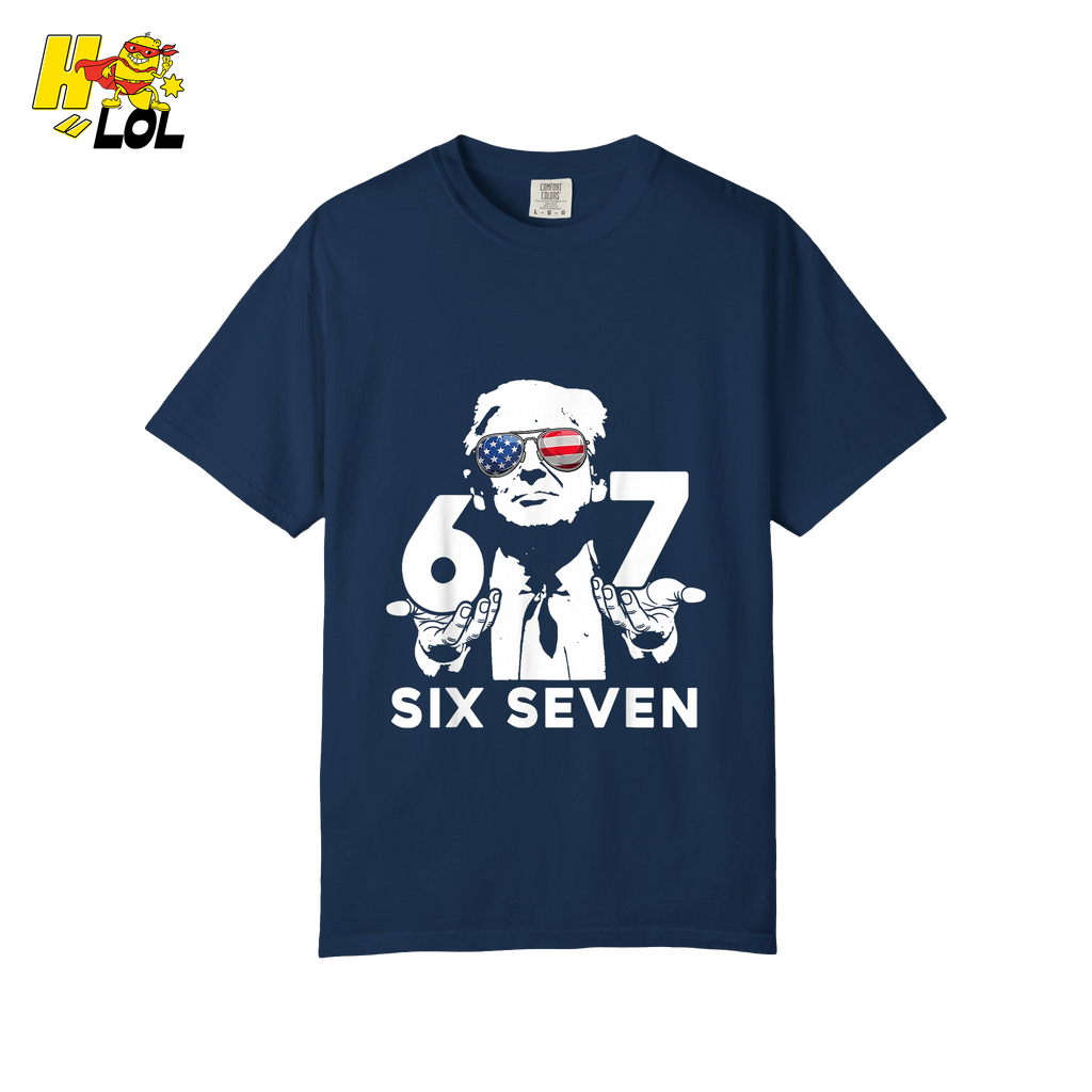 Six Seven Shirt 67 Patriotic Sunglasses Meme Graphic Shirt - HQLOL