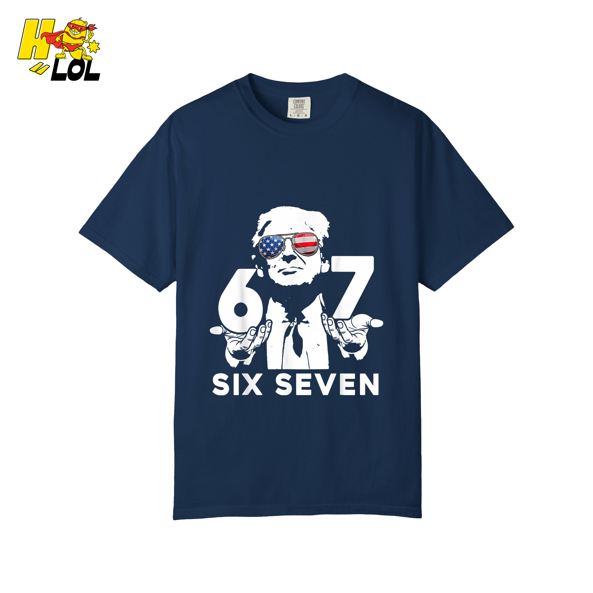 Six Seven Shirt 67 Patriotic Sunglasses Meme Graphic Shirt - HQLOL