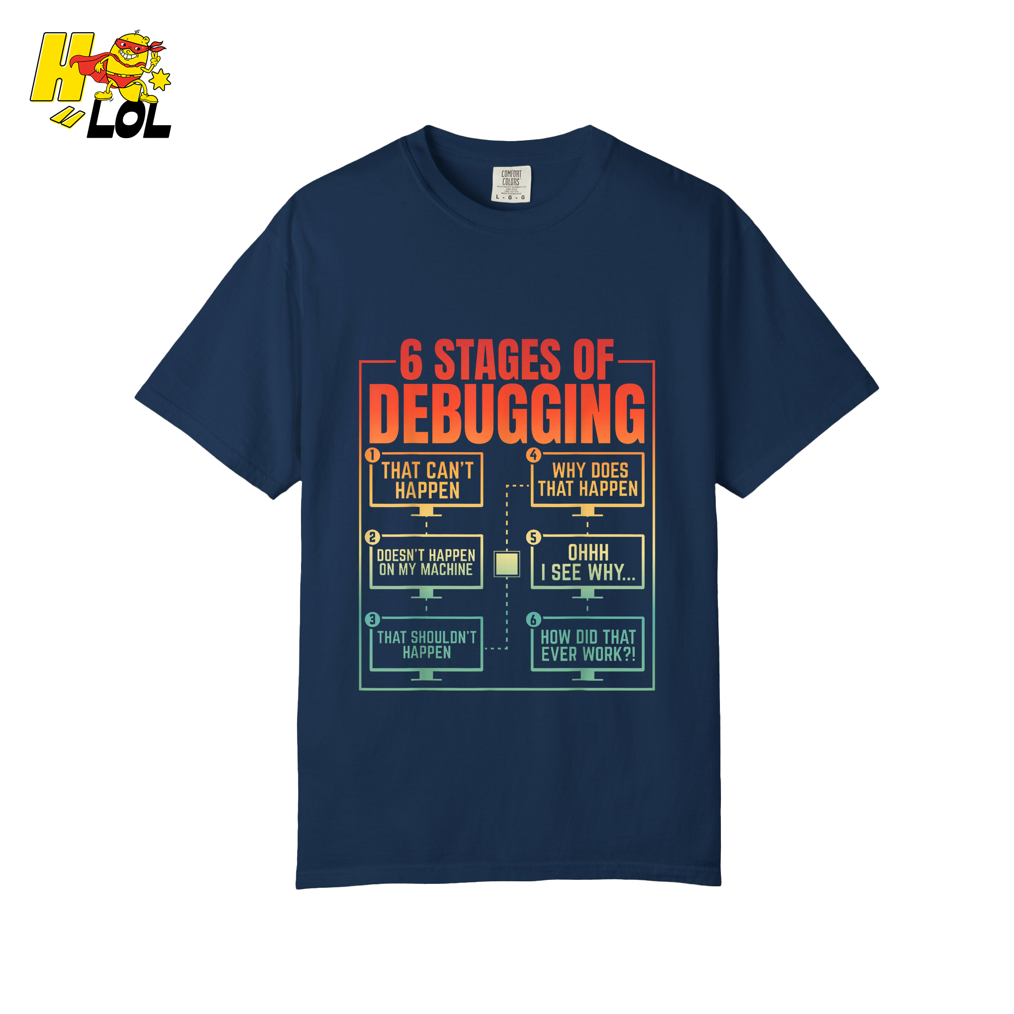 6 Stages of Debugging Shirt Funny Programmer Coding Gifts - HQLOL