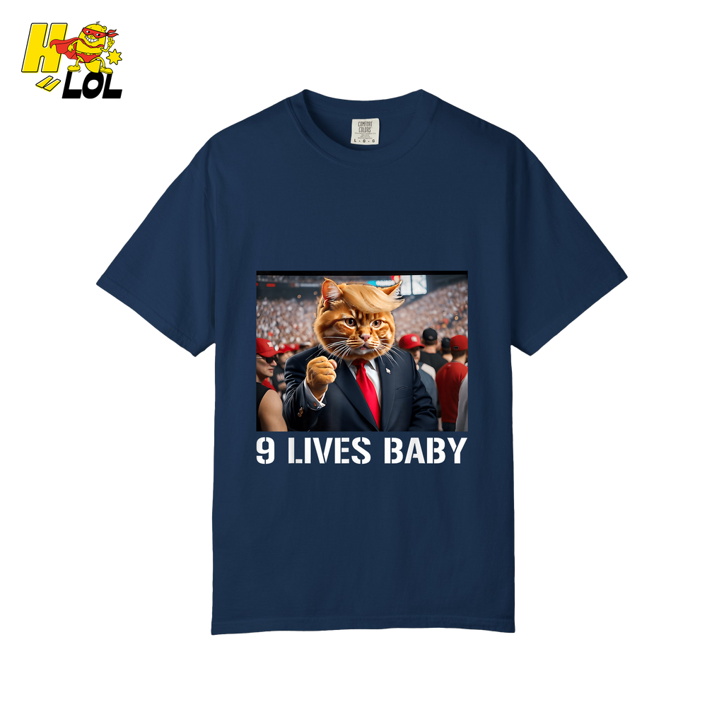 9 Lives Baby Shirt Funny Cat Meme Graphic Shirt - HQLOL