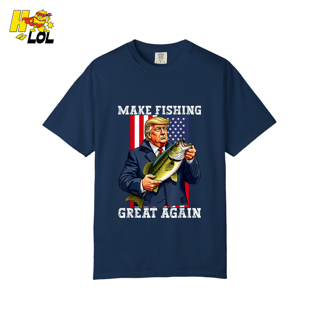 Make Fishing Great Again Shirt Funny Patriotic Bass Fishing Shirt - HQLOL