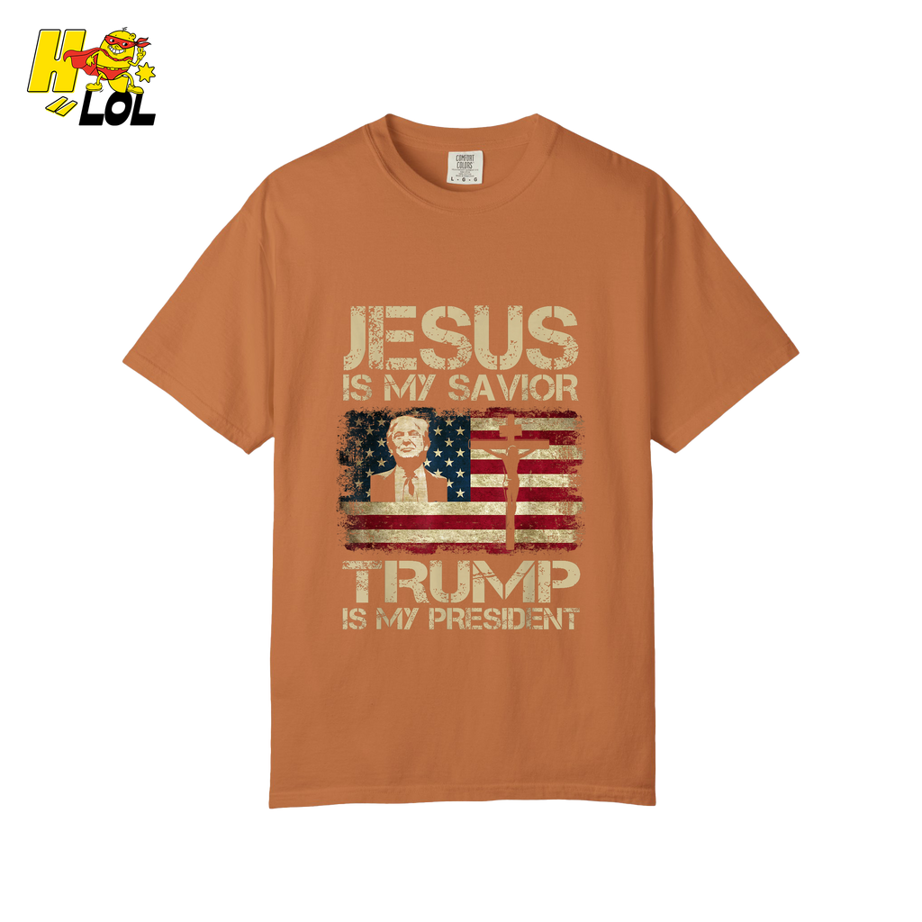 Jesus Is My Savior Trump Is My President Shirt Christian Patriotic - HQLOL