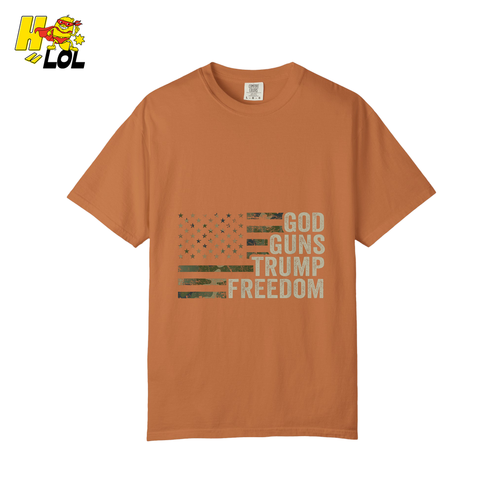 God Guns Trump Freedom Shirt Patriotic Camo Flag Shirt - HQLOL