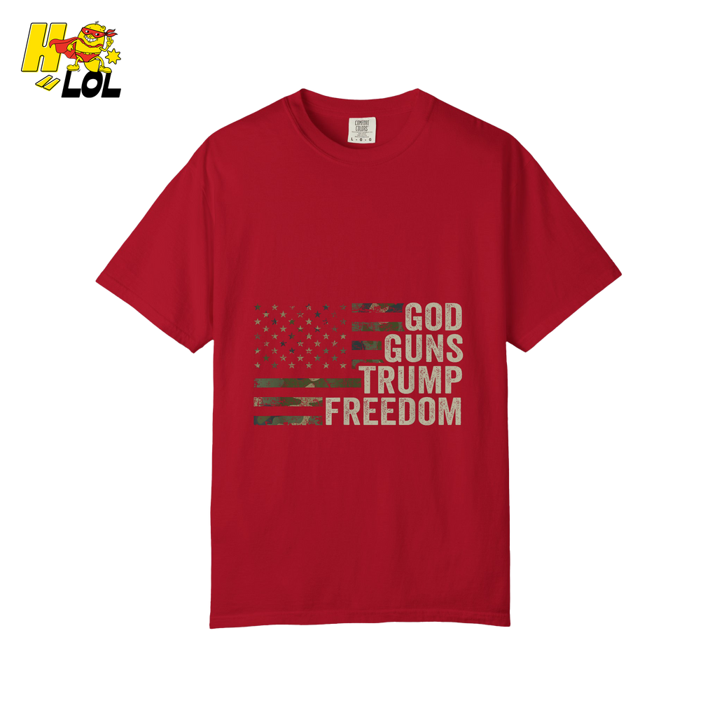 God Guns Trump Freedom Shirt Patriotic Camo Flag Shirt - HQLOL