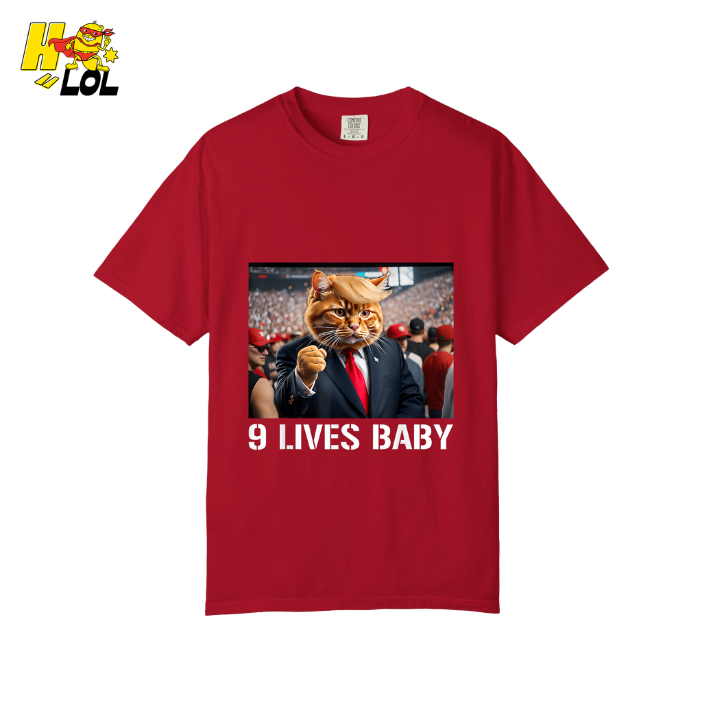 9 Lives Baby Shirt Funny Cat Meme Graphic Shirt - HQLOL