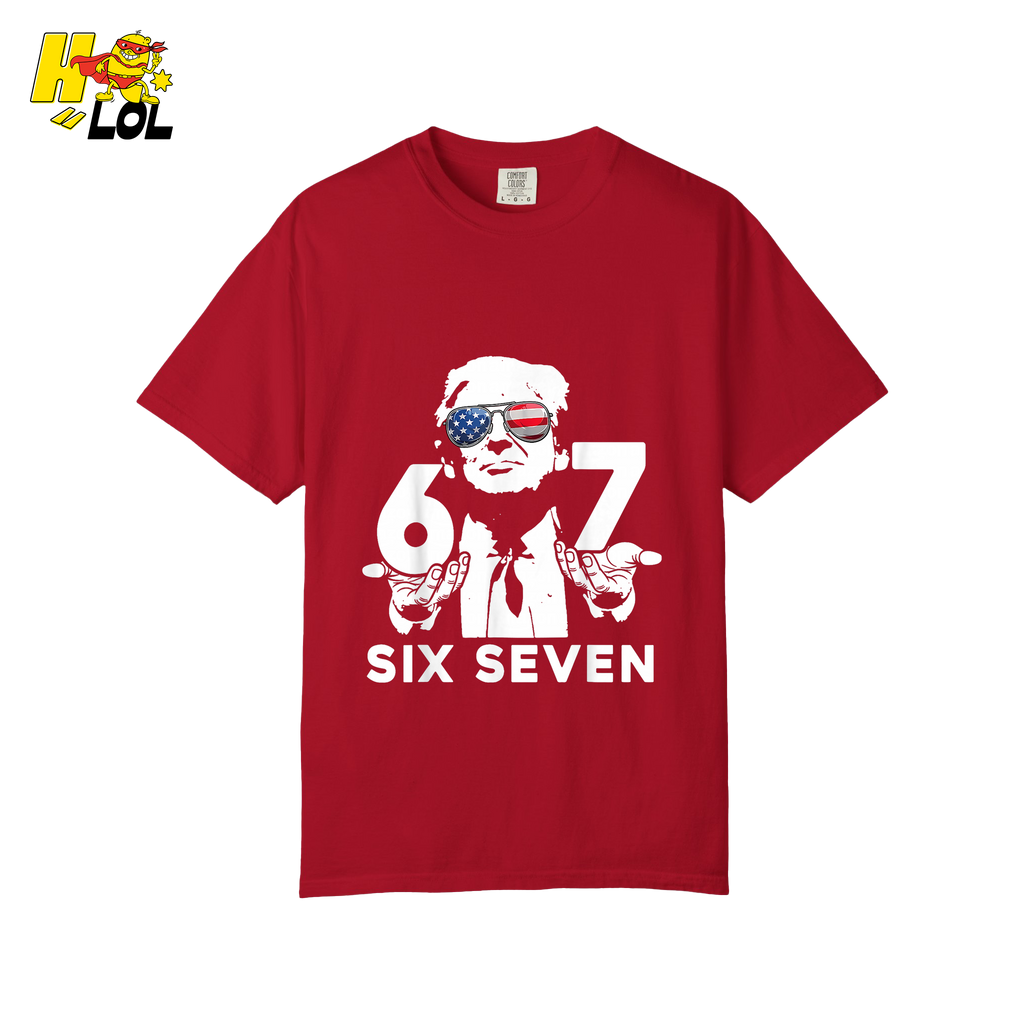 Six Seven Shirt 67 Patriotic Sunglasses Meme Graphic Shirt - HQLOL