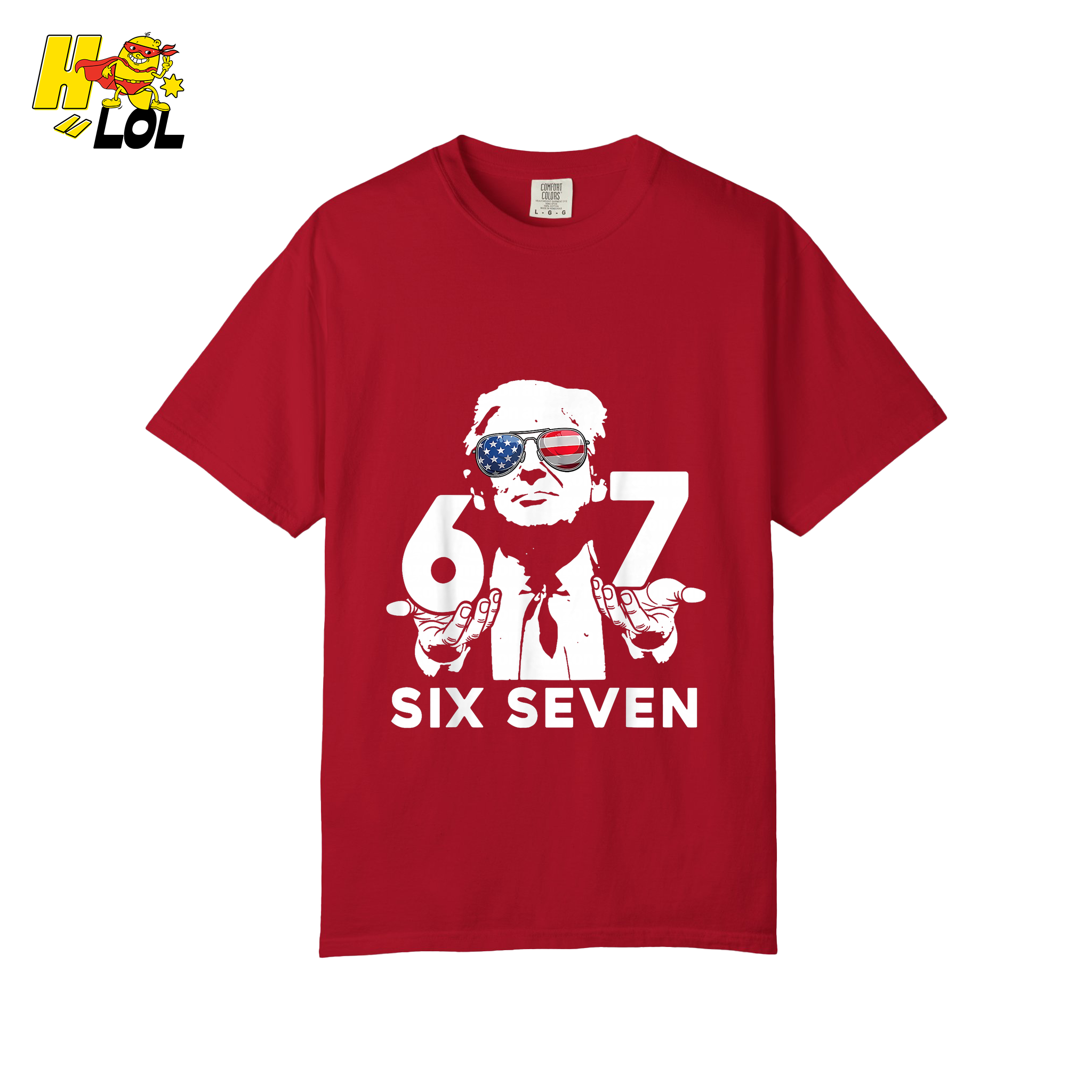 Six Seven Shirt 67 Patriotic Sunglasses Meme Graphic Shirt - HQLOL