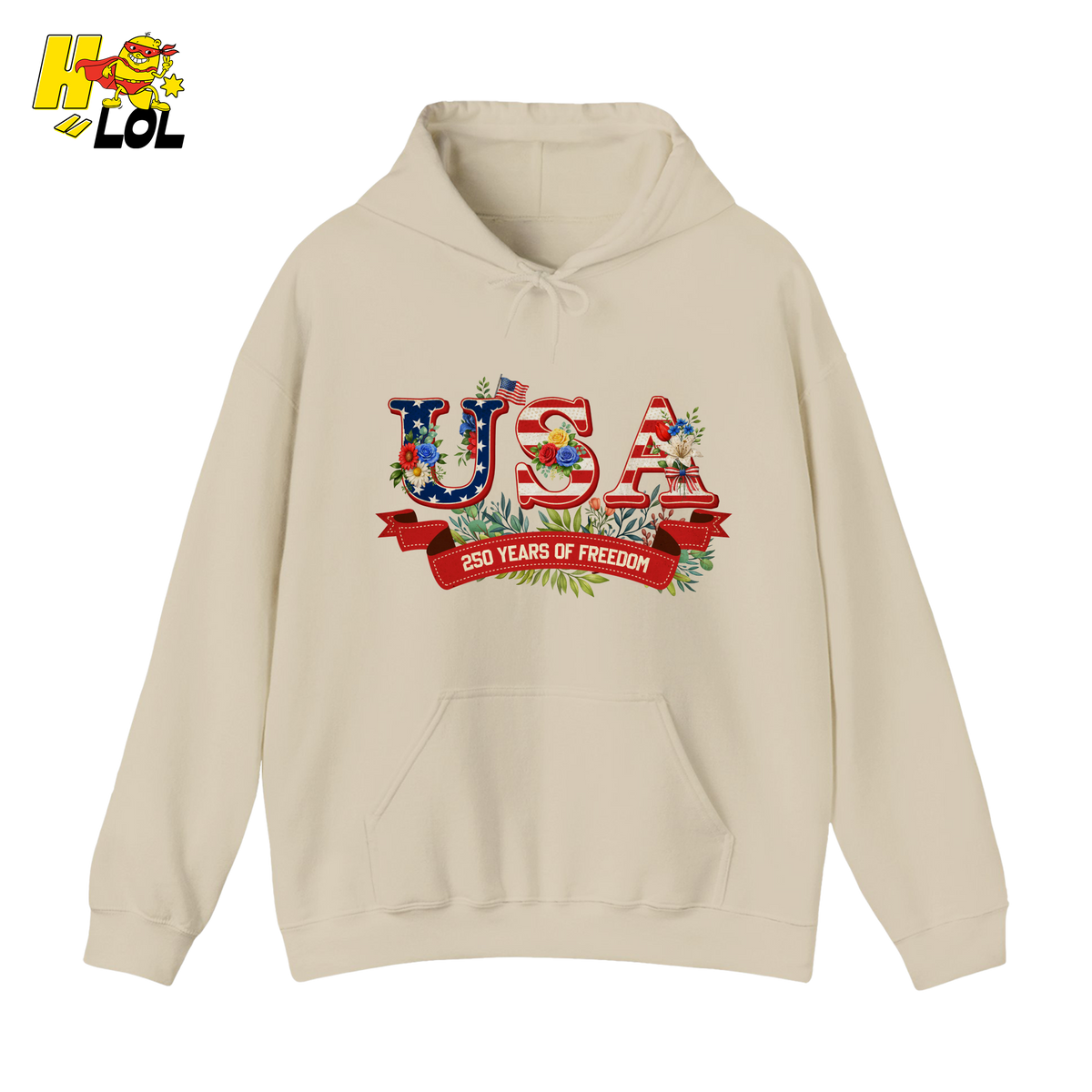 USA 250 Years Of Freedom Floral Hoodie Gift For Patriots - HQLOL