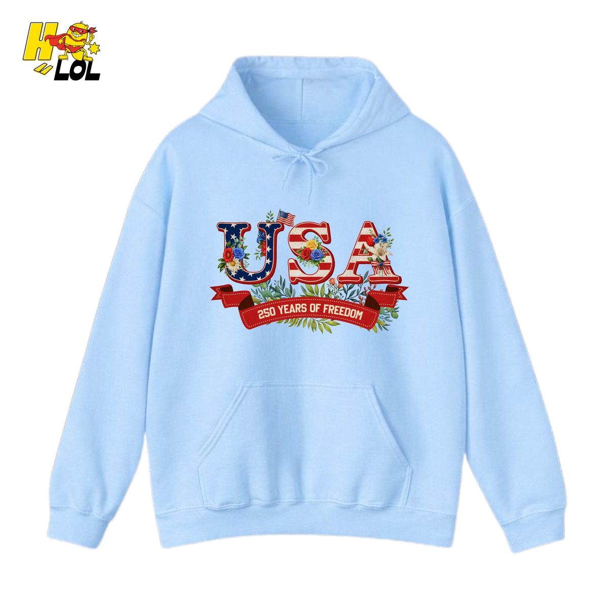 USA 250 Years Of Freedom Floral Hoodie Gift For Patriots - HQLOL