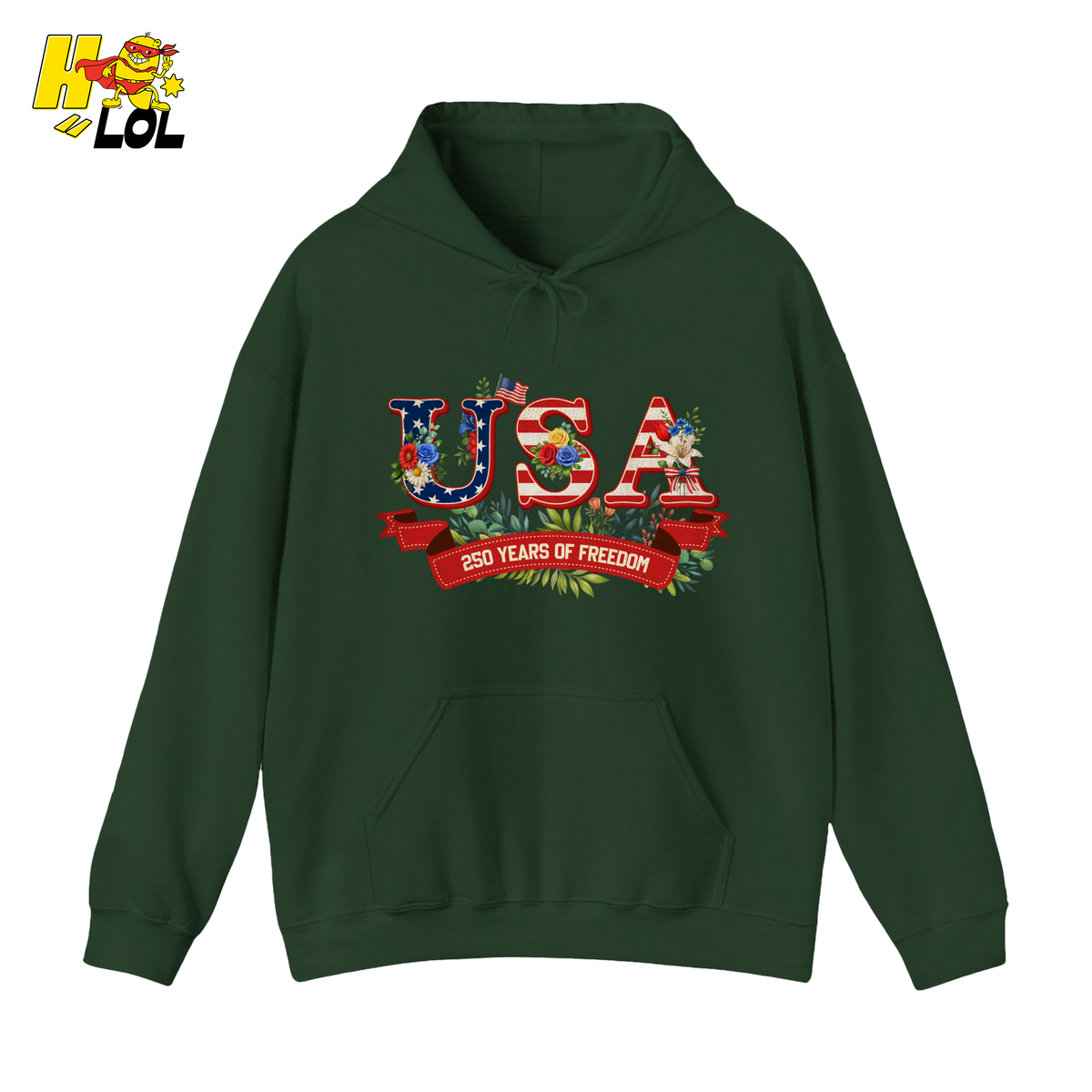 USA 250 Years Of Freedom Floral Hoodie Gift For Patriots - HQLOL