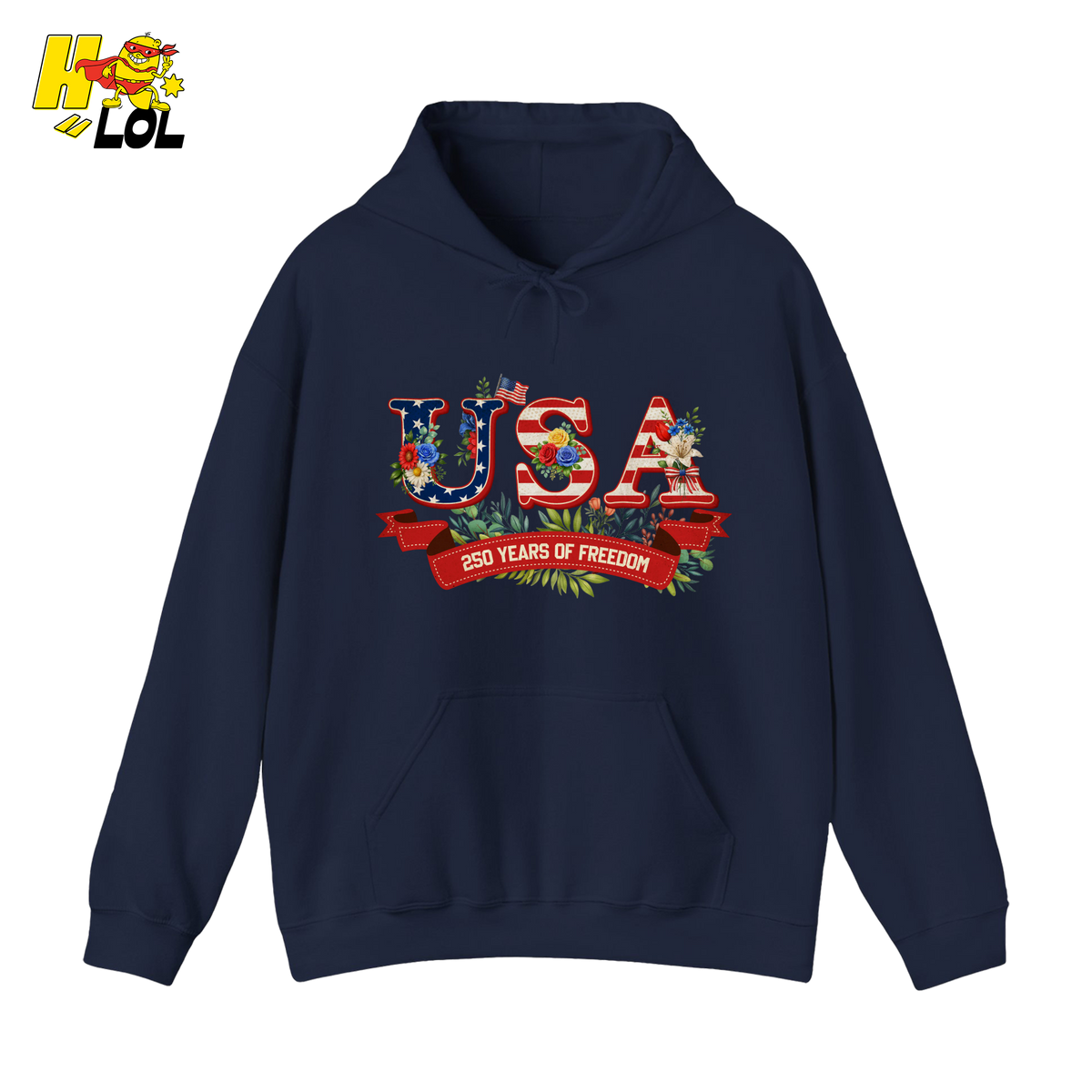 USA 250 Years Of Freedom Floral Hoodie Gift For Patriots - HQLOL