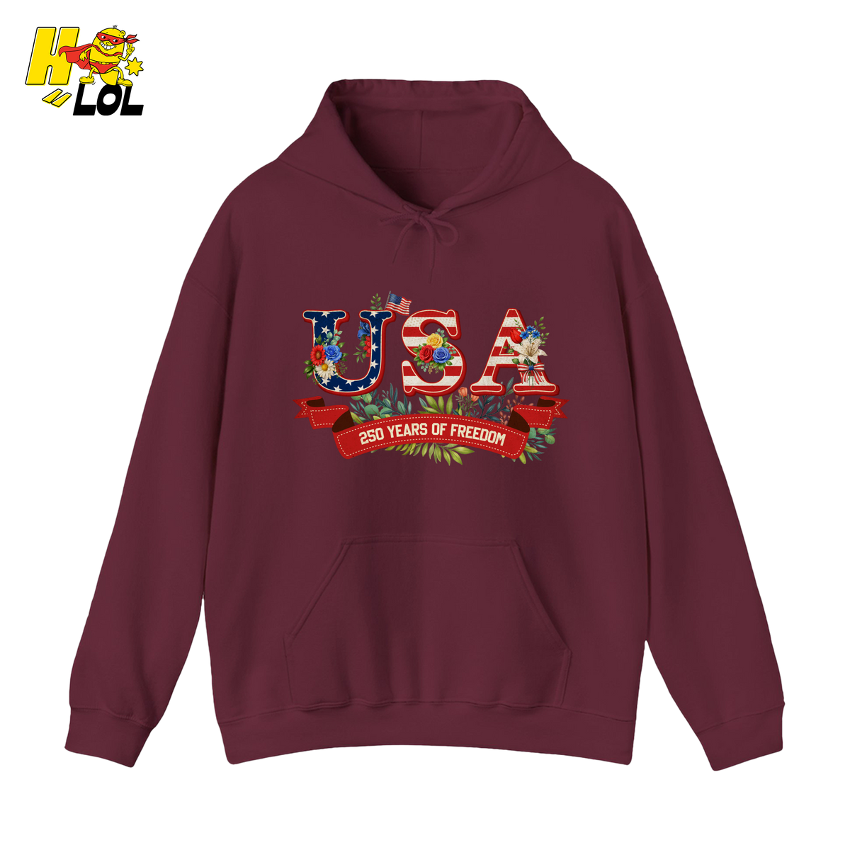 USA 250 Years Of Freedom Floral Hoodie Gift For Patriots - HQLOL