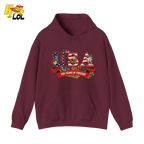 USA 250 Years Of Freedom Floral Hoodie Gift For Patriots - HQLOL