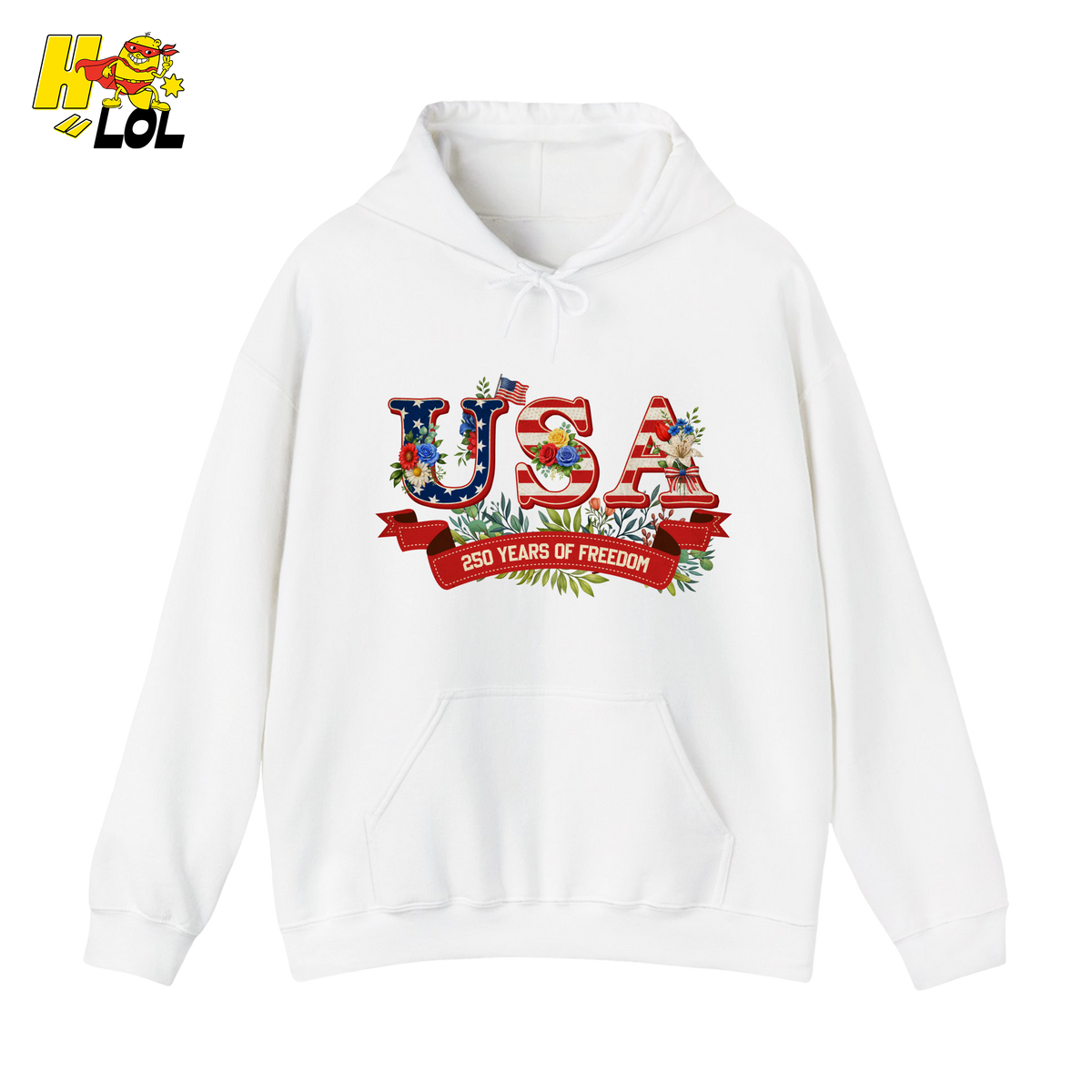 USA 250 Years Of Freedom Floral Hoodie Gift For Patriots - HQLOL