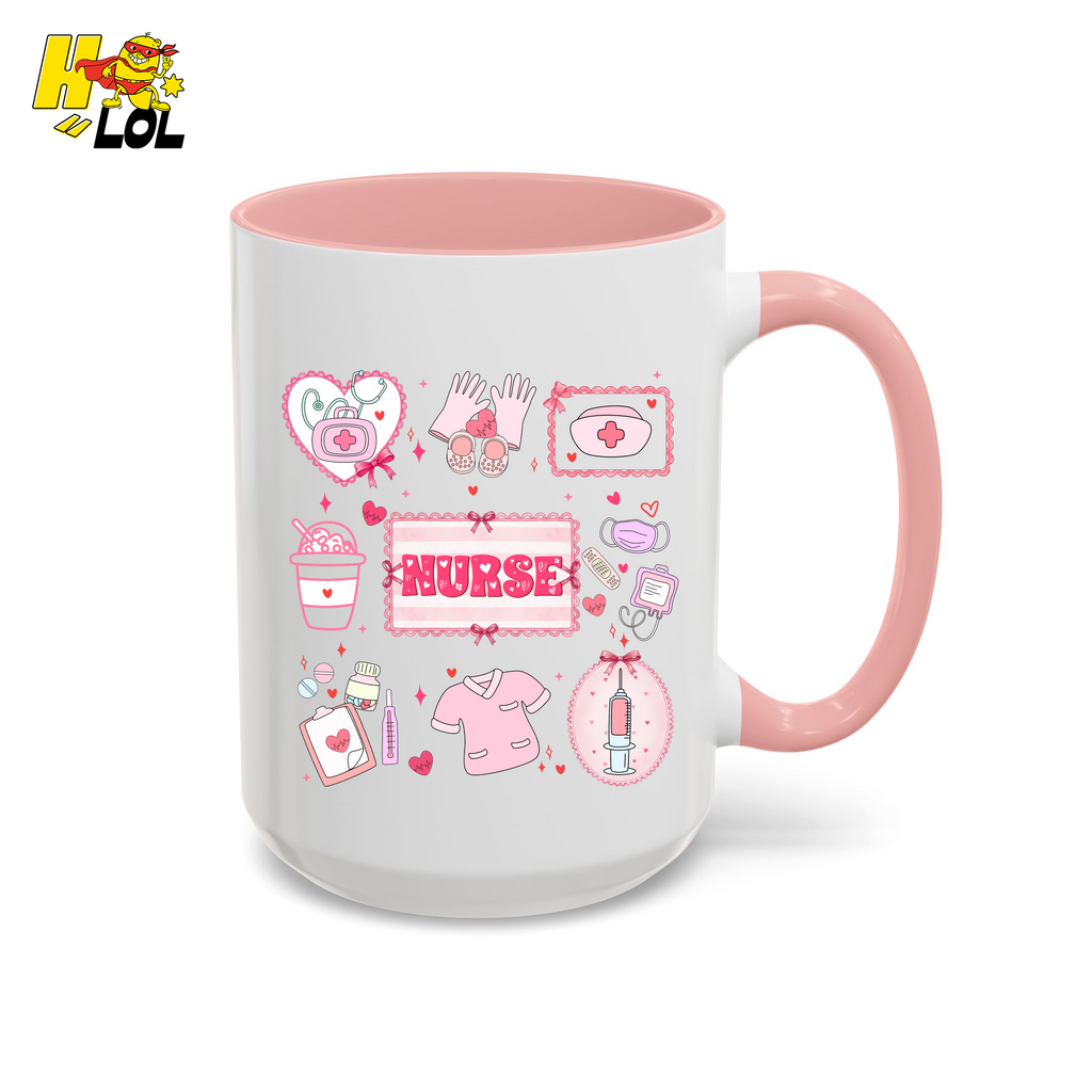 Valentine Nurse Cute Icons Mug Gift for Nurses - HQLOL