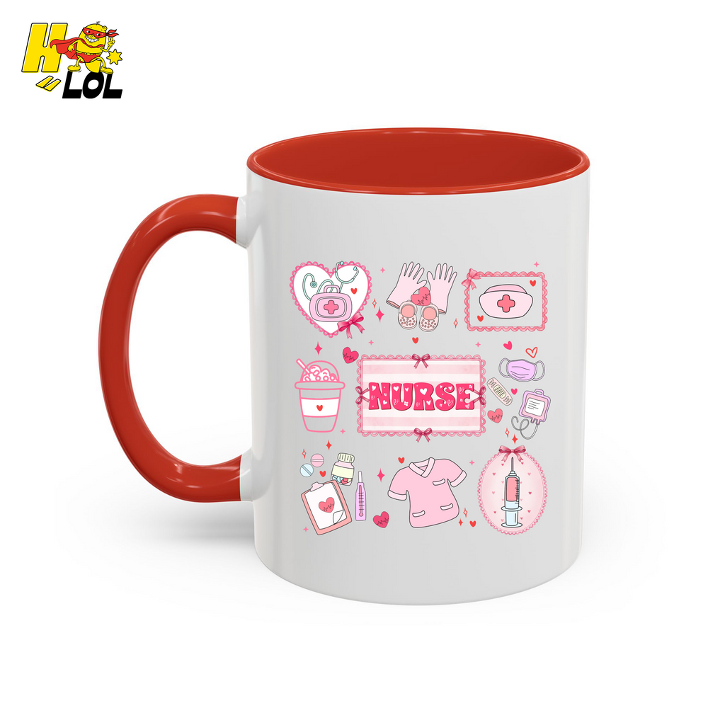 Valentine Nurse Cute Icons Mug Gift for Nurses - HQLOL