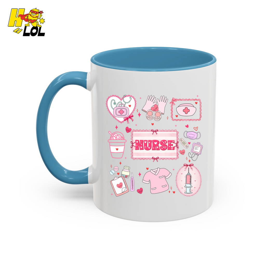 Valentine Nurse Cute Icons Mug Gift for Nurses - HQLOL