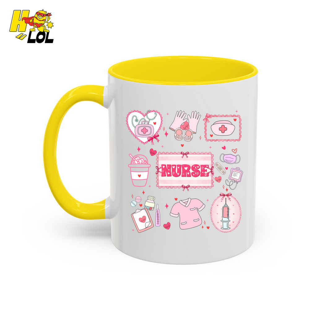 Valentine Nurse Cute Icons Mug Gift for Nurses - HQLOL