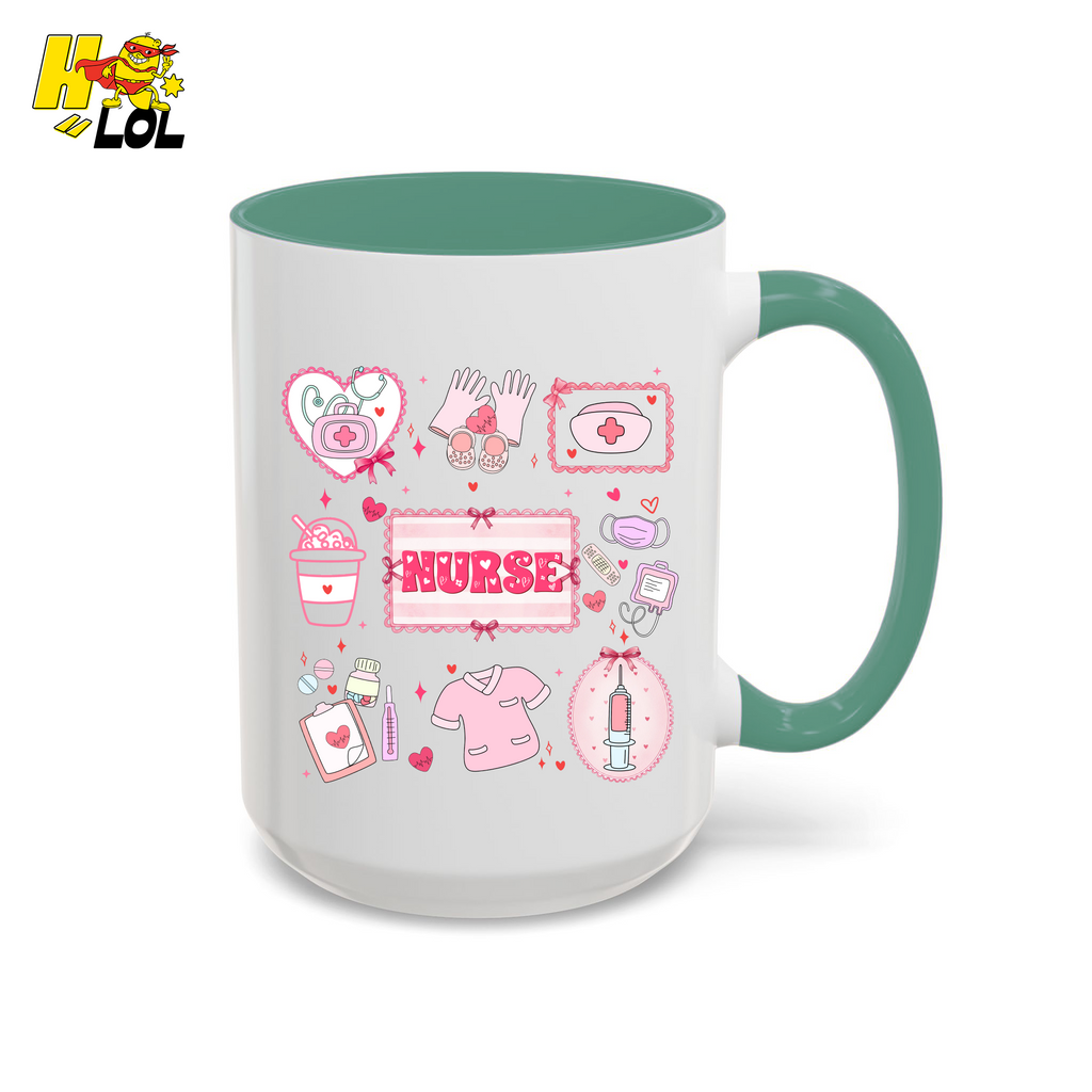 Valentine Nurse Cute Icons Mug Gift for Nurses - HQLOL