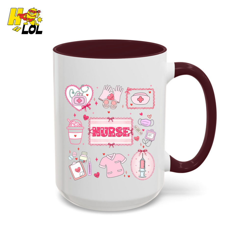 Valentine Nurse Cute Icons Mug Gift for Nurses - HQLOL