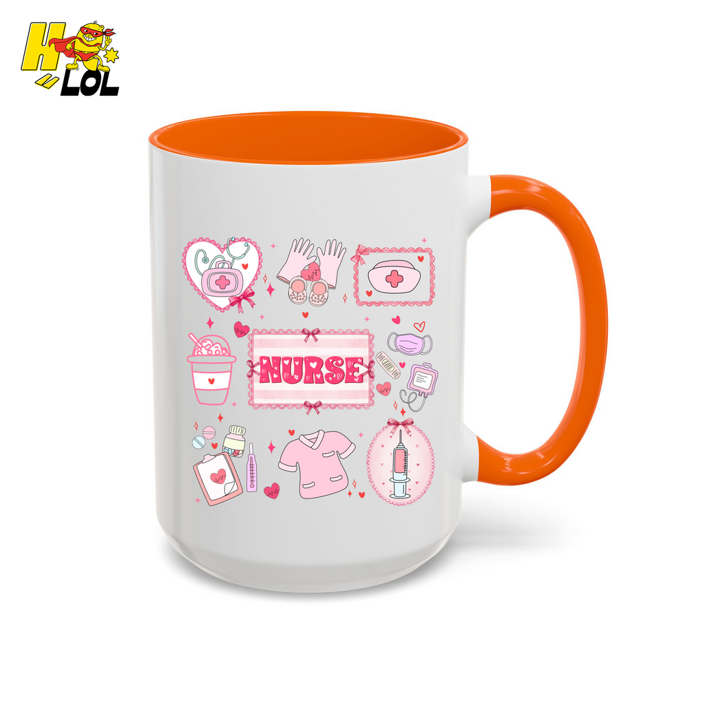 Valentine Nurse Cute Icons Mug Gift for Nurses - HQLOL