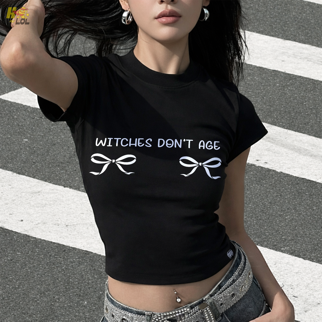 Witches Don't Age Graphic Baby Tee Gift for Witches Besties - HQLOL