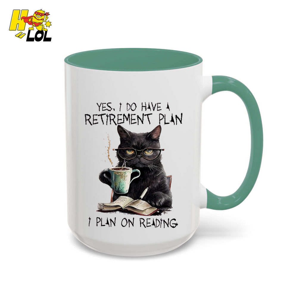Yes I Do Have A Retirement Plan Reading Cat Mug Gift For Book Lovers - HQLOL