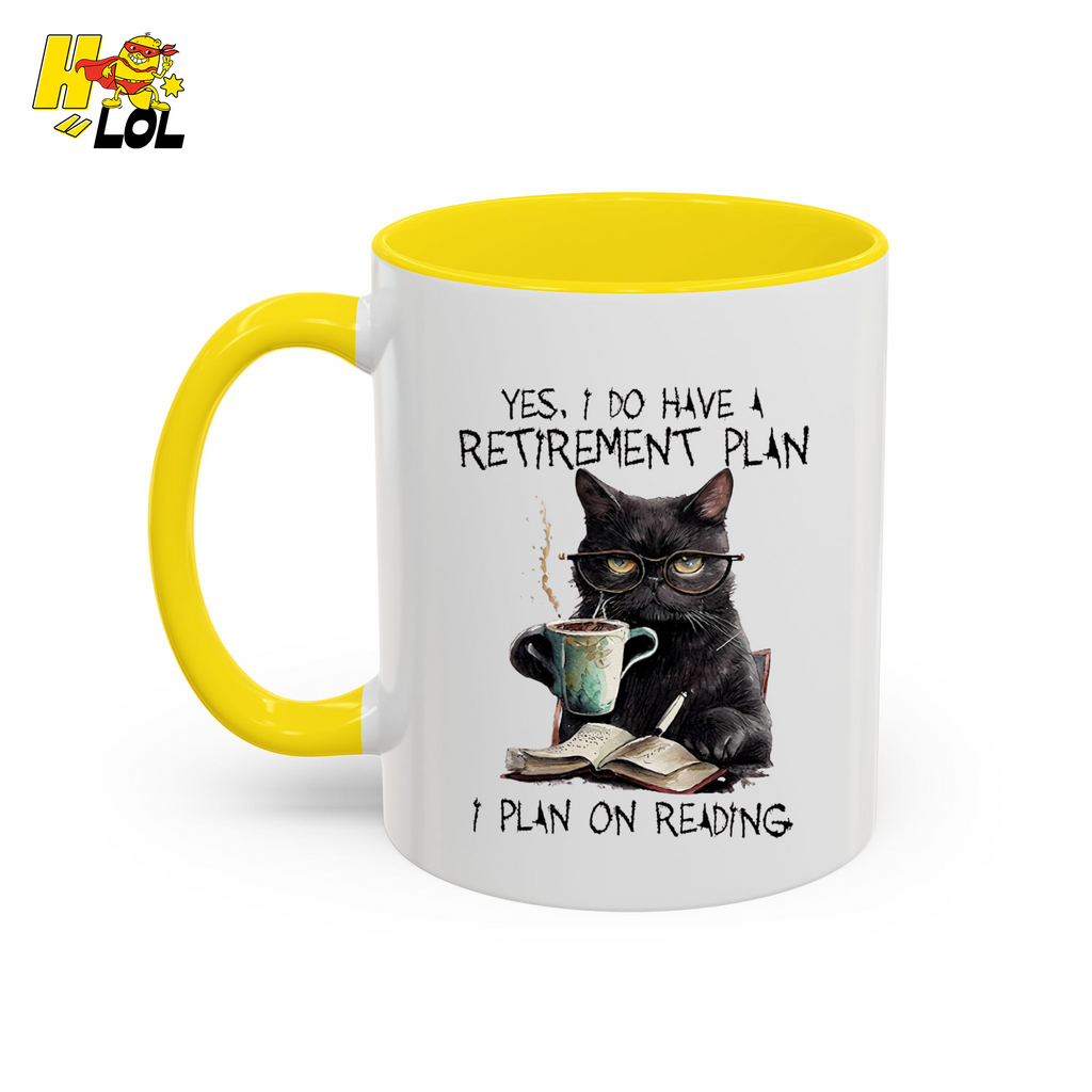 Yes I Do Have A Retirement Plan Reading Cat Mug Gift For Book Lovers - HQLOL