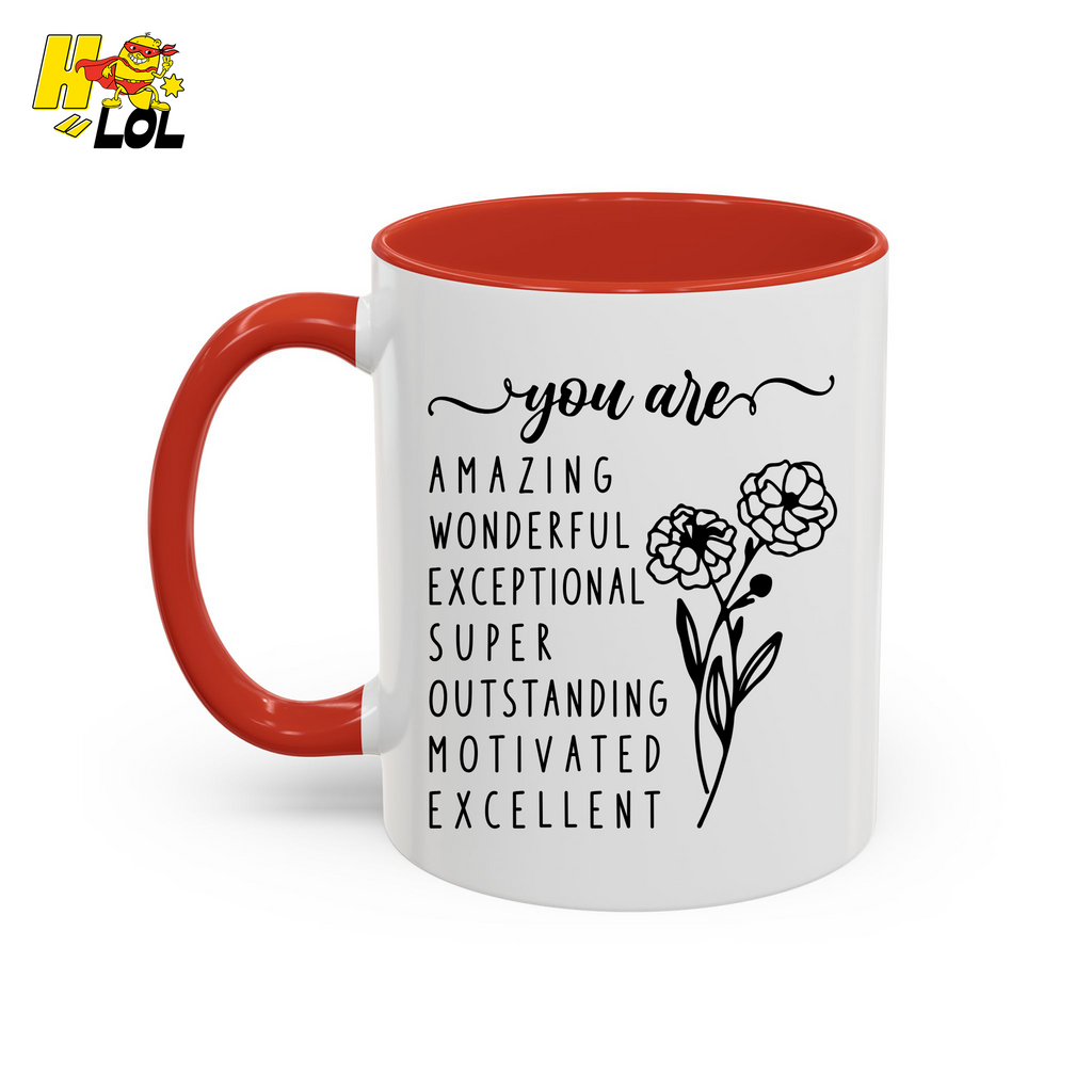 You Are Amazing Inspirational Affirmation Mug Birth Flower Gift For Her - HQLOL