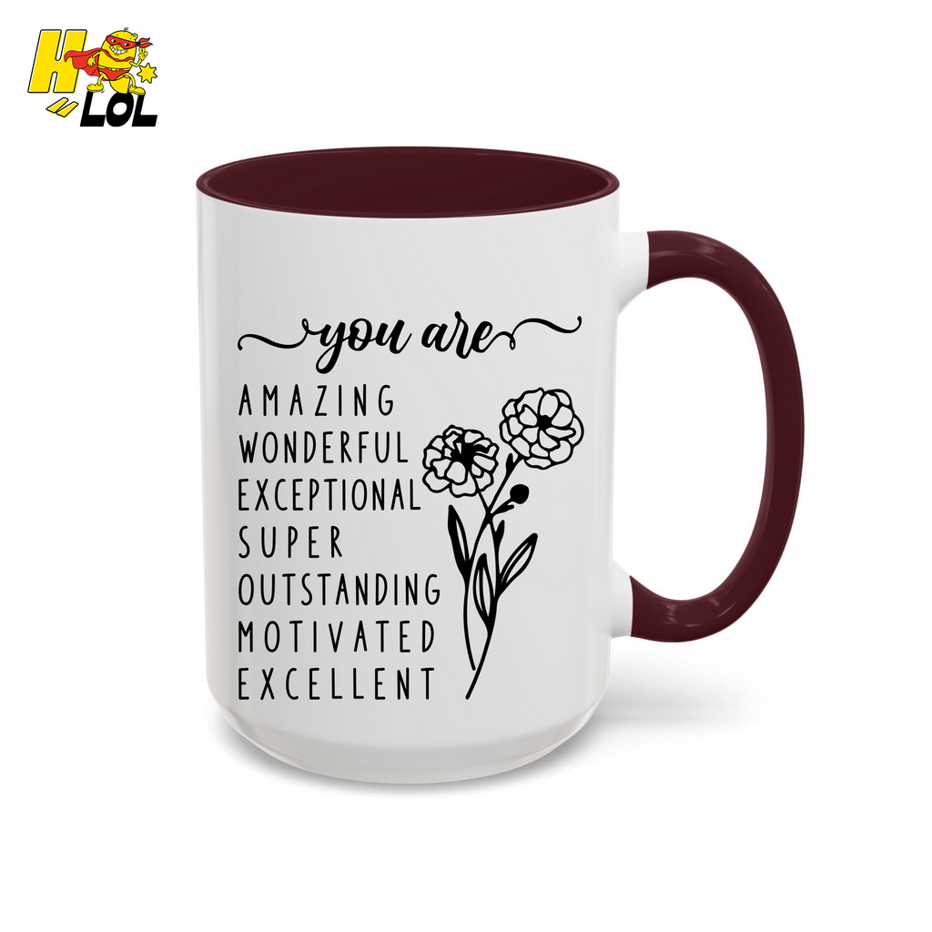 You Are Amazing Inspirational Affirmation Mug Birth Flower Gift For Her - HQLOL