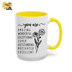 You Are Amazing Inspirational Affirmation Mug Birth Flower Gift For Her - HQLOL