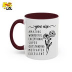 You Are Amazing Inspirational Affirmation Mug Birth Flower Gift For Her - HQLOL